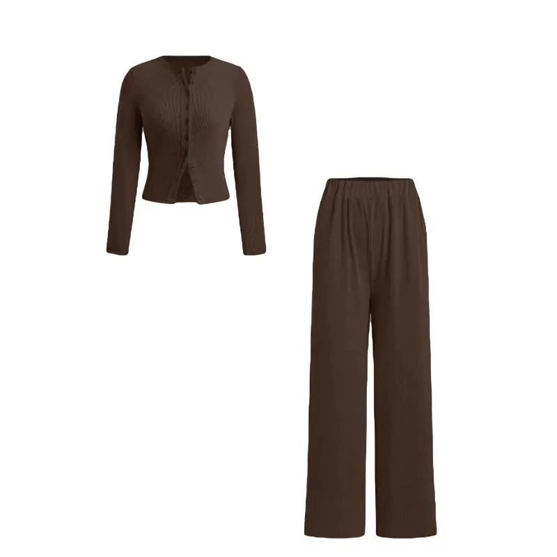 Ribbed Two-Piece Set | Crop Top & Elastic Pants