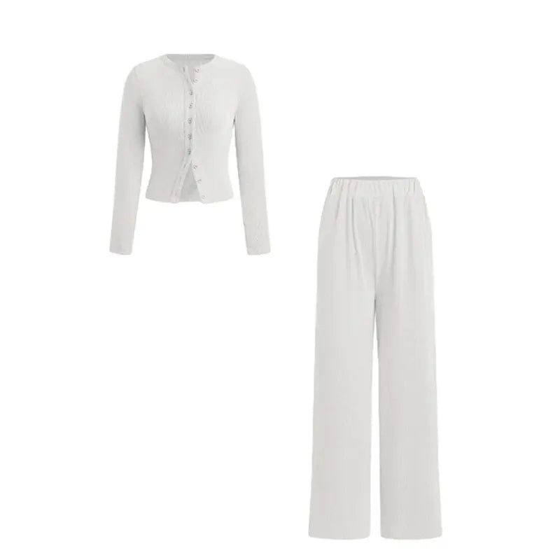 Ribbed Two-Piece Set | Crop Top & Elastic Pants
