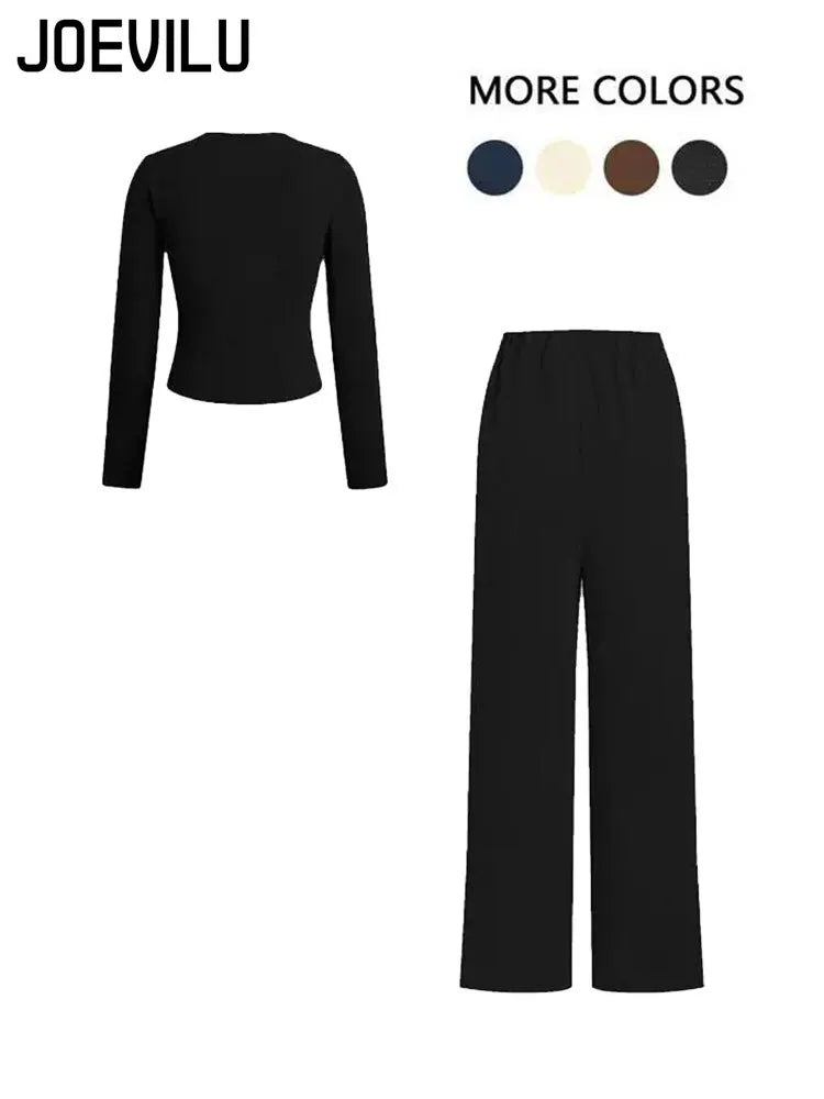 Ribbed Two-Piece Set | Crop Top & Elastic Pants