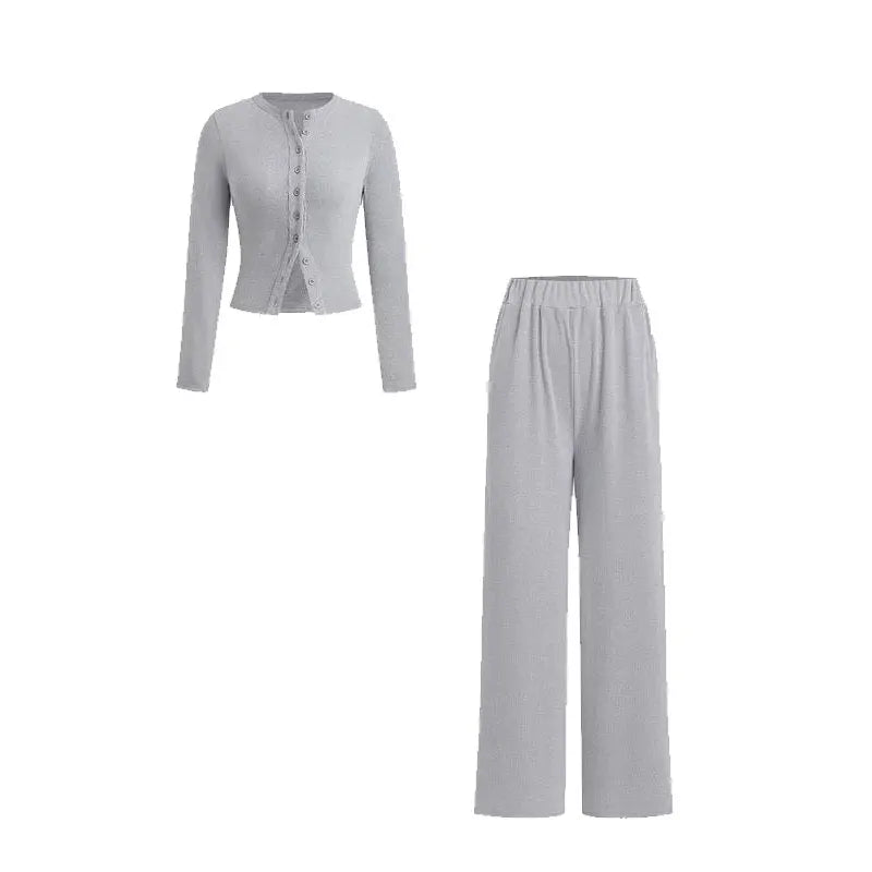 Ribbed Two-Piece Set | Crop Top & Elastic Pants