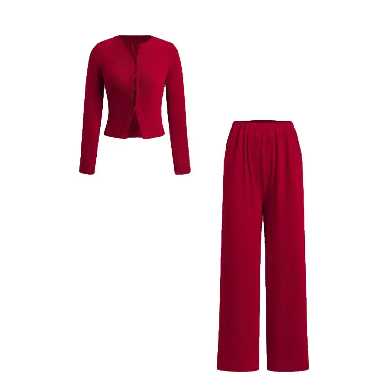 Ribbed Two-Piece Set | Crop Top & Elastic Pants