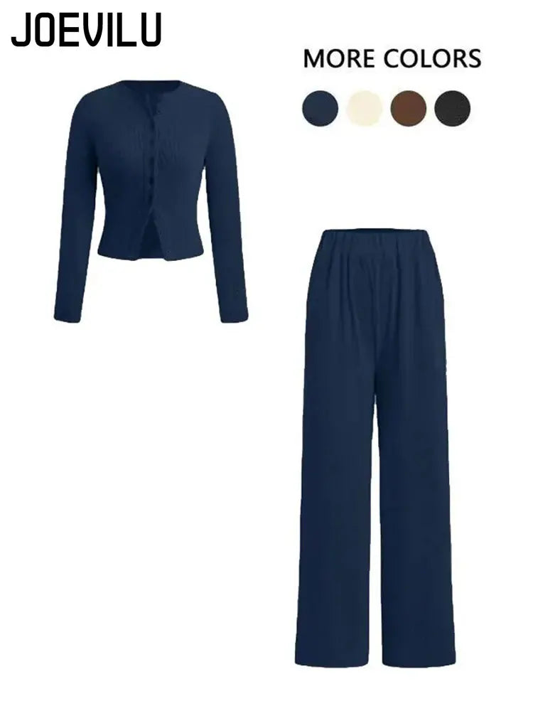 Ribbed Two-Piece Set | Crop Top & Elastic Pants