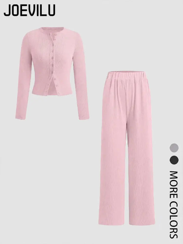 Ribbed Two-Piece Set | Crop Top & Elastic Pants