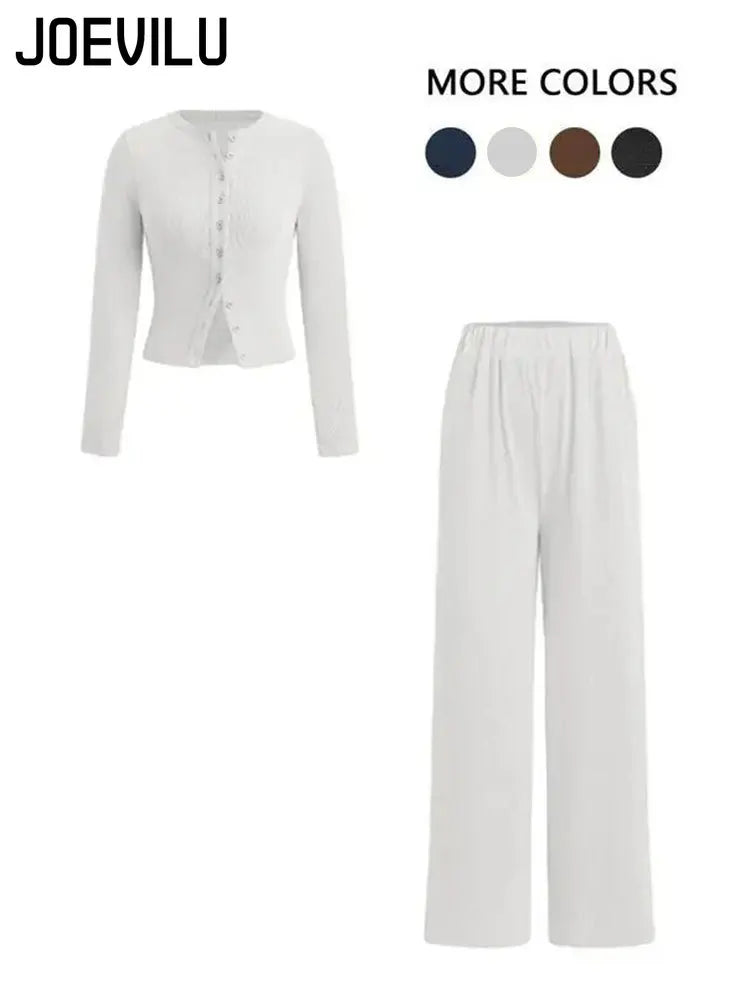 Ribbed Two-Piece Set | Crop Top & Elastic Pants