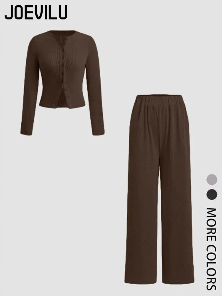 Ribbed Two-Piece Set | Crop Top & Elastic Pants