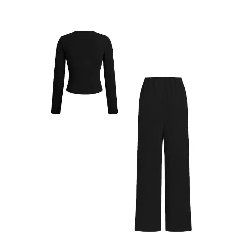 Ribbed Two-Piece Set | Crop Top & Elastic Pants
