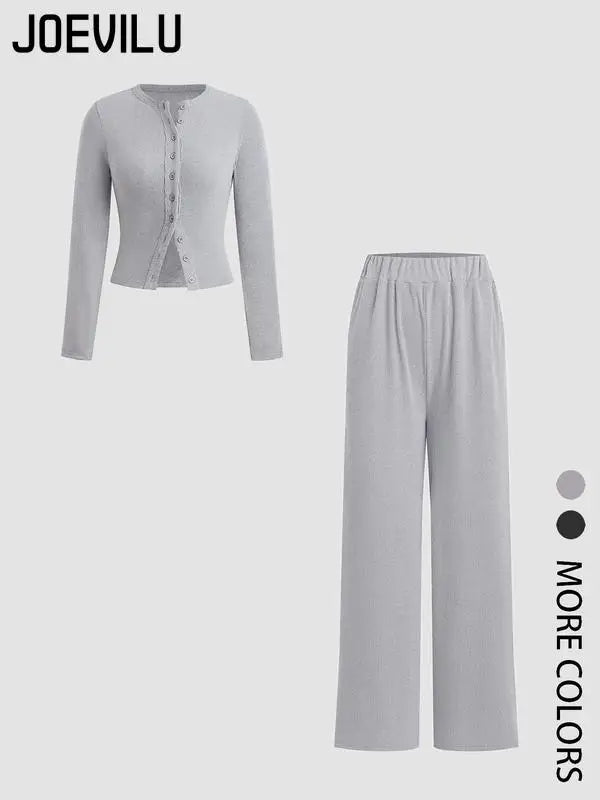 Ribbed Two-Piece Set | Crop Top & Elastic Pants
