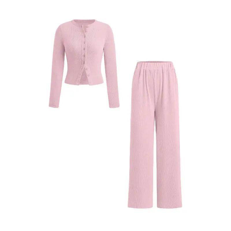 Ribbed Two-Piece Set | Crop Top & Elastic Pants