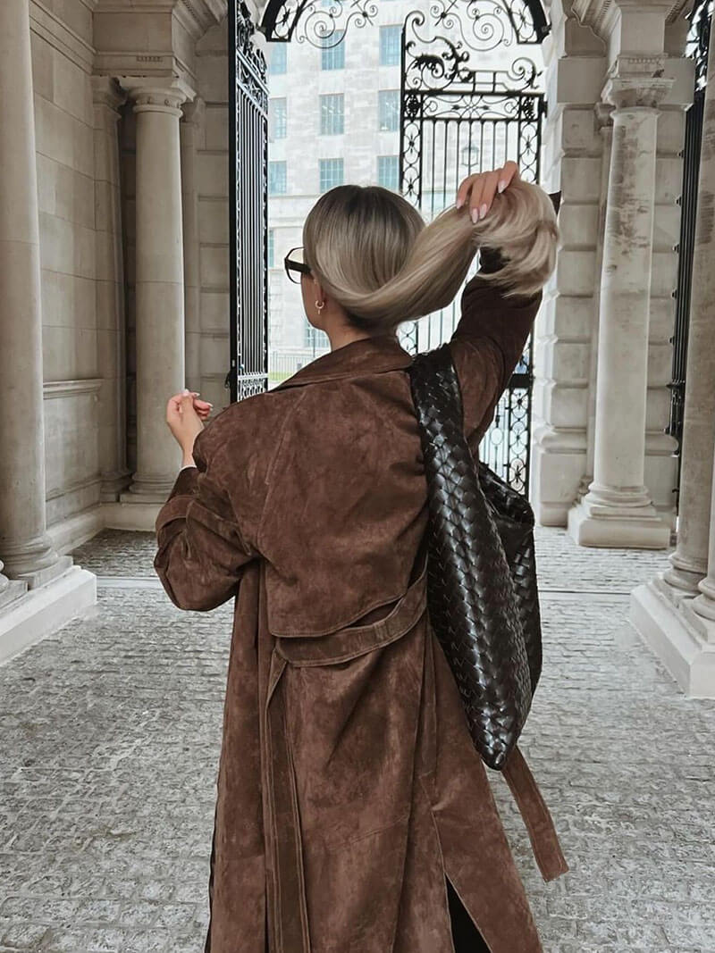 Suede Belted Trench