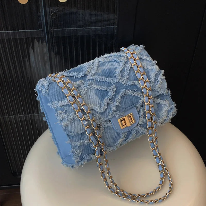 Quilted Denim Shoulder Bag