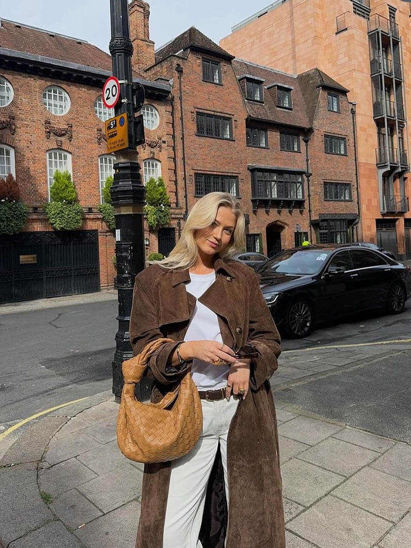 Suede Belted Trench